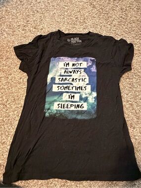 Black Matter Black Tee with Blue & Purple Galaxy Print and White Text